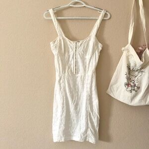 EUC Free People eyelet lace bustier/corset bodycon dress in cream-white